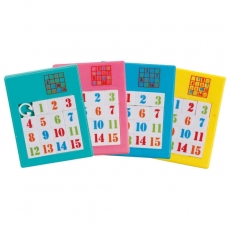 4x Schiebepuzzle Zahlen - gelb, pink, blau, grn