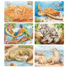 6x Mini-Puzzle Australische Tiere - 24 Teile (ab 4 Jahre)