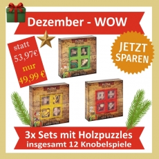 Dezember-WOW: 3er-Pack Wooden Puzzles Collection (12 Spiele)
