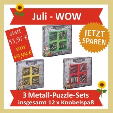 Juli-WOW: 3 Metall-Puzzles-Collections im Set - 12 Metall-Knobelspiele