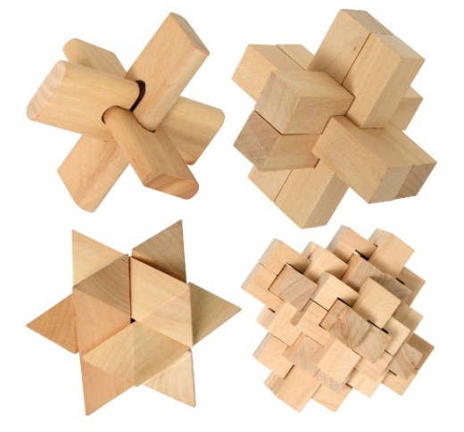 Holz-Knobelspiele Quadruplets – 4er-Set
