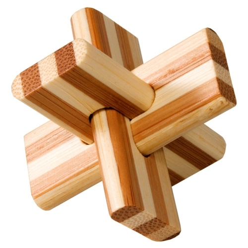 IQ-Test Bambus-Knobelspiel – Kreuz in Metalldose **