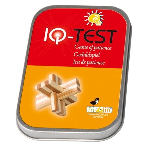 IQ-Test Bambus-Knobelspiel – Kreuz in Metalldose **