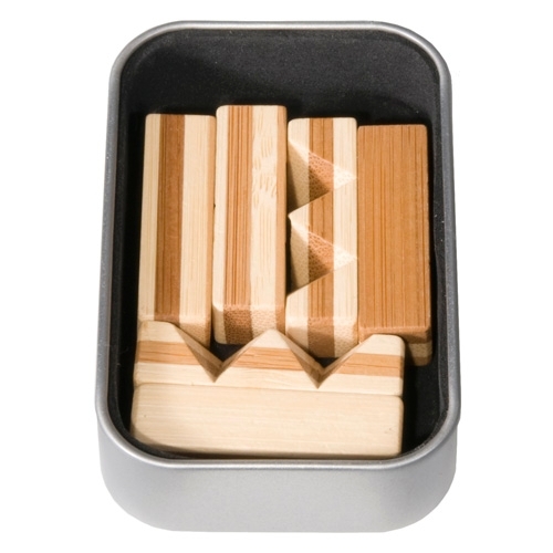 IQ-Test Bambus-Knobelspiel – Knoten in Metalldose ***