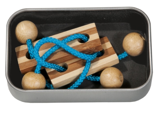 IQ-Test Bambus-Knobelspiel – Blau in Metalldose **