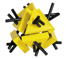 IQ-Test-Puzzle aus Bambus  Dreiecke mit Stben gelb/schwarz ***