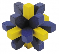 IQ-Test-Puzzle aus Bambus  Kristall blau/gelb ****
