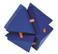 IQ-Test-Puzzle aus Bambus  Magische Dreiecksbox orange/blau ****
