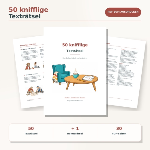 50 knifflige Texträtsel – PDF zum Ausdrucken