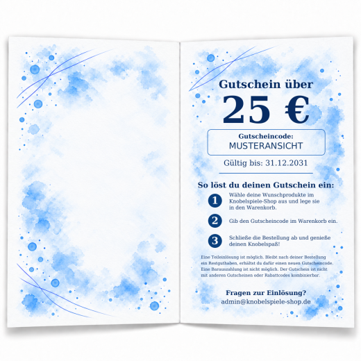 Geschenkgutschein Metall blau – 25 € (PDF-Download)