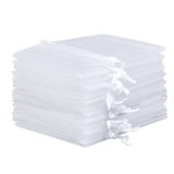 10er-Set Organza-Säckchen – Weiß, 9 x 12 cm