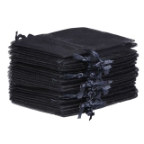 10er-Set Organza-Säckchen – Schwarz, 9 x 12 cm