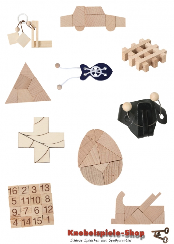 Adventskalender-Sparpack 24x Mini-Knobelspiele Mini-Holzpuzzle Mini-Spiele 
