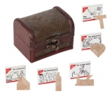 Puzzle-Truhe - Kleine Schatztruhe mit 5 Mini-Holzpuzzles (Zufallsauswahl)