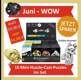 Juni-WOW: 10 Mini-Huzzle-Cast-Puzzles im Set - knifflige Metall-Klassiker