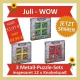 Juli-WOW: 3 Metall-Puzzles-Collections im Set - 12 Metall-Knobelspiele