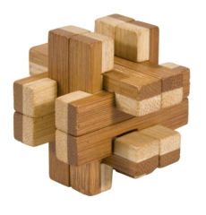 IQ-Test Bambus-Knobelspiel – Doppelblock in Metalldose ***