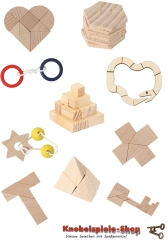 10er-Mix – 5 Mini-Knobelspiele & 5 Mini-Holzpuzzles