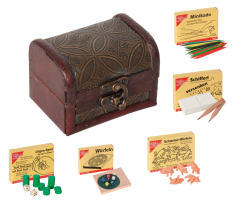 Spiele-Truhe – Mini-Schatztruhe mit 5 Spielen