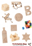10er-Set Mini-Knobelspiele & Mini-Holzpuzzles